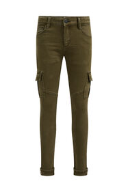Jungen-Skinny-Fit-Jeans mit Cargotaschen, Armeegrün