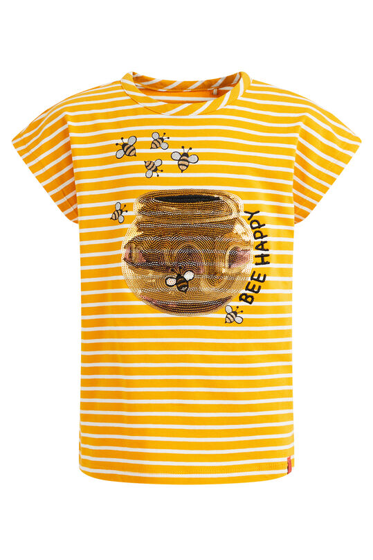 Mädchen-T-Shirt mit Paillettenapplikation, Gelb