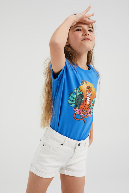 Mädchen-T-Shirt mit Aufdruck, Hellblau