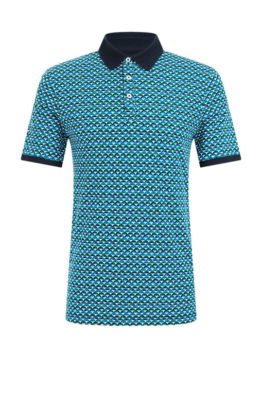 Herren-Poloshirt mit Muster, Blau