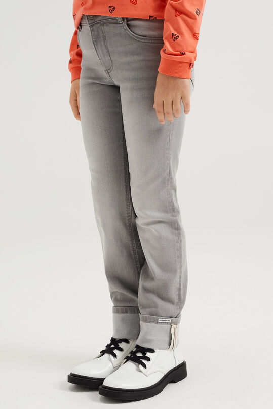 Mädchen-Jeans mit geradem Hosenbein, Hellgrau