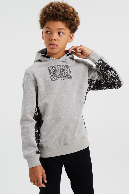 Jungen-Kapuzensweatshirt mit Aufdruck, Grau