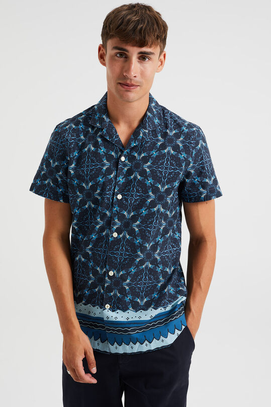 Herren-Regular-Fit-Hemd mit Muster, Blau