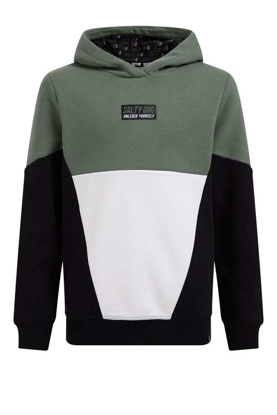 Jungen-Sweatshirt mit Colourblock-Design, Olivgrün