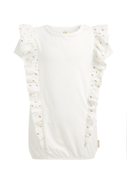 Mädchen-T-Shirt mit Rüsche, Weiß