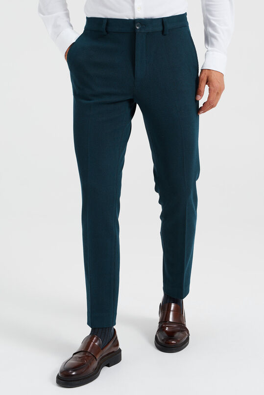 Herren-Slim-Fit-Anzughose mit Strukturmuster, Blau