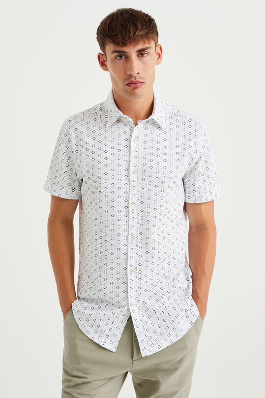 Herren-Slim-Fit-Hemd mit Muster, Weiß