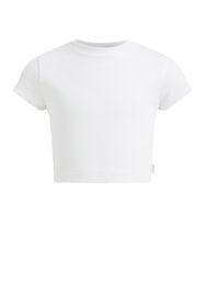 Mädchen-T-Shirt in Ripp-Optik, Weiß