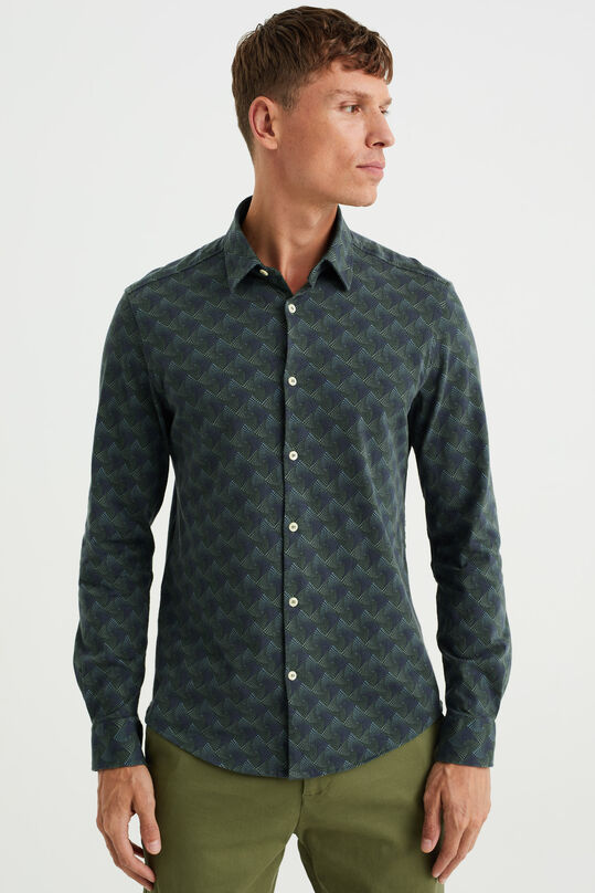 Herren-Slim-Fit-Hemd mit Muster, Moosgrün