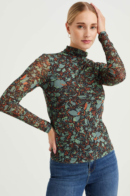 Damen-T-Shirt mit Muster, Dunkelgrün