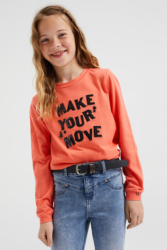 Mädchenshirt mit Pailletten-Applikation, Orange