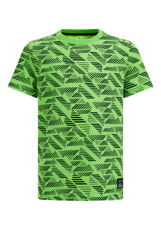 Jungen-T-Shirt mit Muster, Giftgrün
