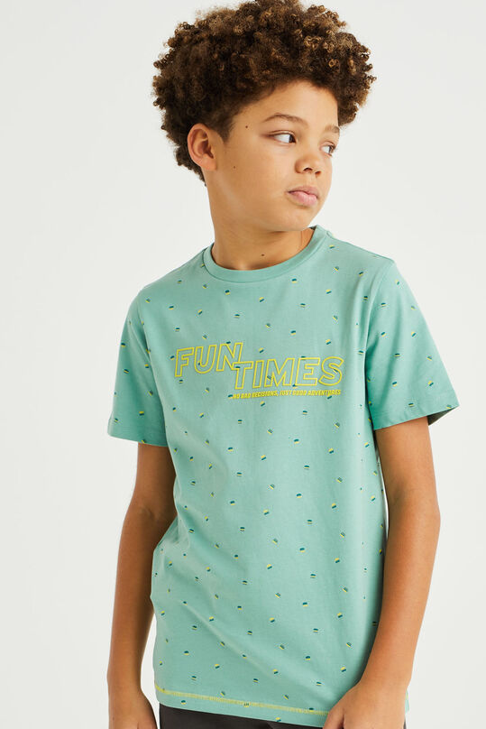 Jungen-T-Shirt mit Muster, Olivgrün
