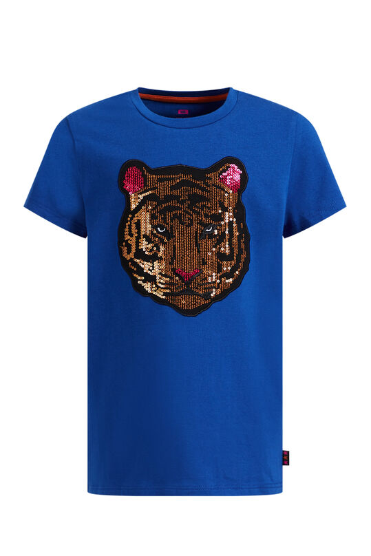 Mädchen-T-Shirt mit Paillettenapplikation, Kobaltblau