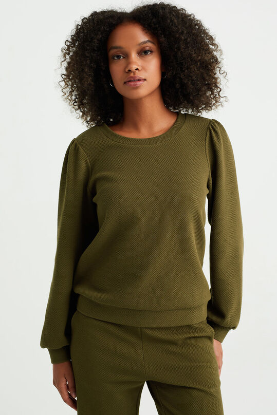 Damen-Sweatshirt mit Strukturmuster, Dunkelgrün