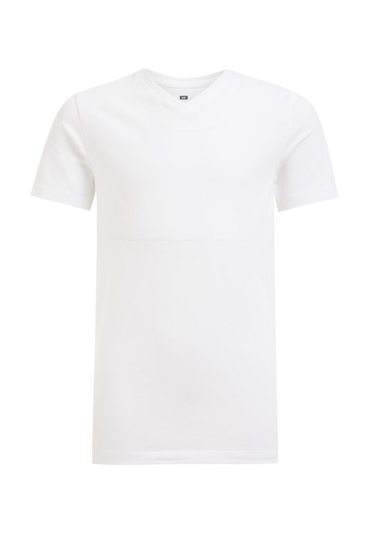 Jungen-Basic-T-Shirt mit V-Ausschnitt, Weiß