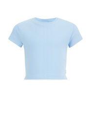 Mädchen-T-Shirt in Ripp-Optik, Hellblau