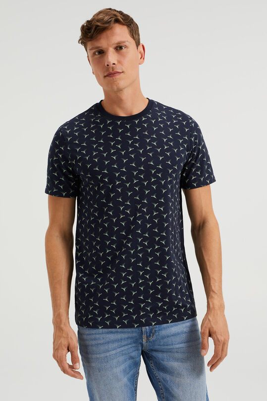 Herren-T-Shirt mit Muster, Slim-Fit, Dunkelblau