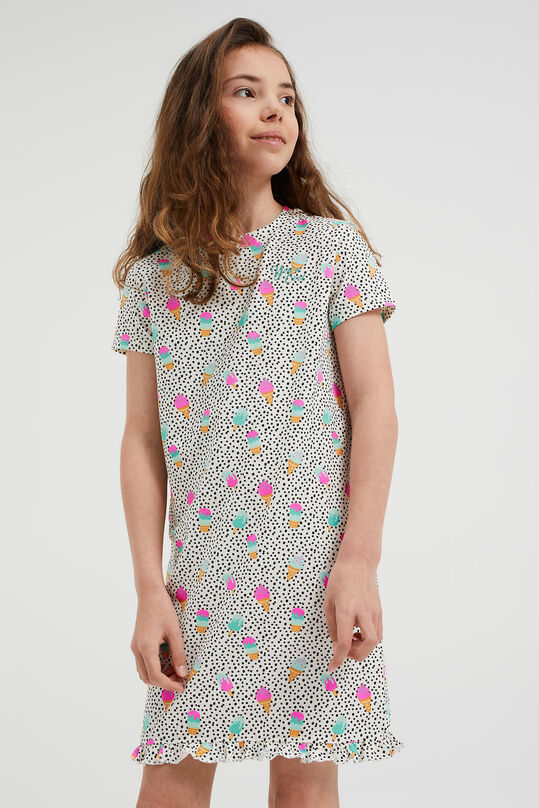 Mädchen-Nachthemd mit Muster, Elfenbein
