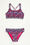 Mädchen-Bikini mit Streifen-Details, Dunkelblau