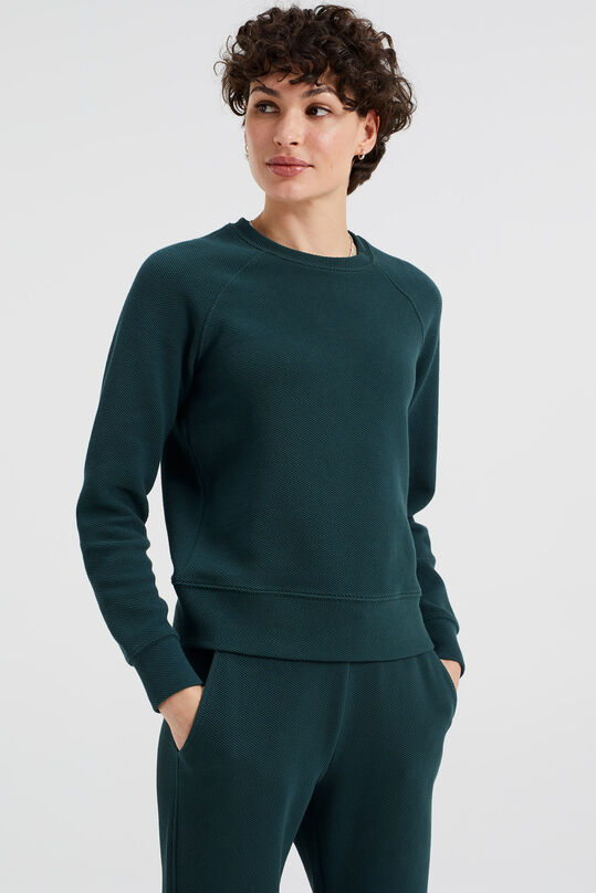 Damen-Sweatshirt mit Strukturmuster, Moosgrün