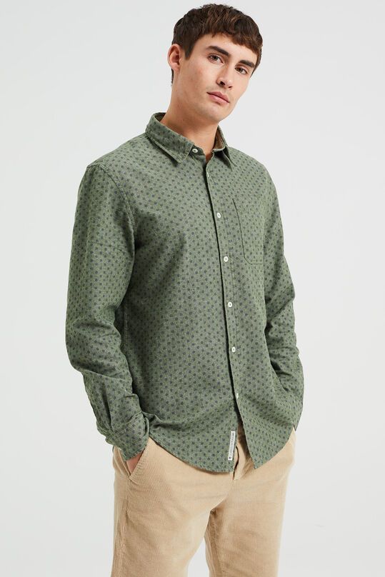 Herren-Regular-Fit-Hemd mit Muster, Dunkelgrün