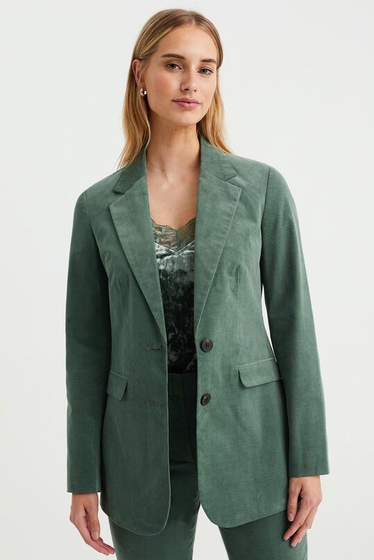 Damen-Blazer in normaler Passform aus Cord, Grün