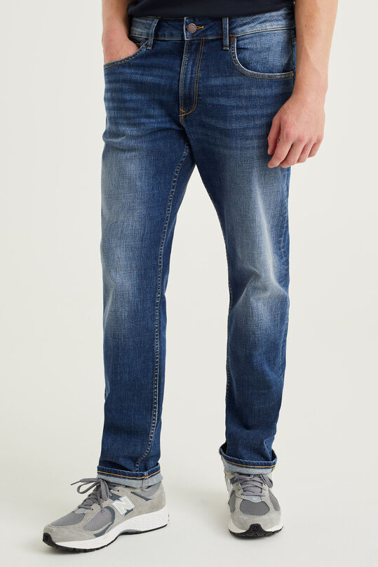 Herren-Regular-Fit-Jeans mit Stretch, Dunkelblau