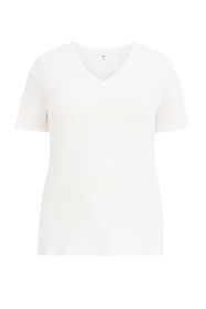Damen-T-Shirt mit V-Ausschnitt - Curve, Weiß