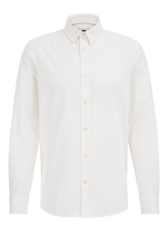 Herren-Slim-Fit-Hemd aus Leinen-Mix, Weiß