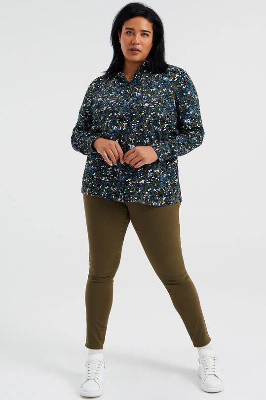 Damen-Skinny-Jeans mit hoher Taille und Stretch – Curve, Armeegrün