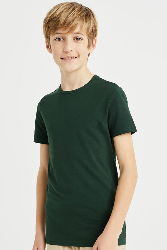 Jungen-Basic-T-Shirt mit Rundhalsausschnitt, Dunkelgrün
