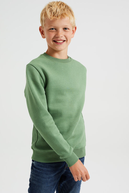 Jungen-Sweatshirt mit Rippeinsätzen, Armeegrün