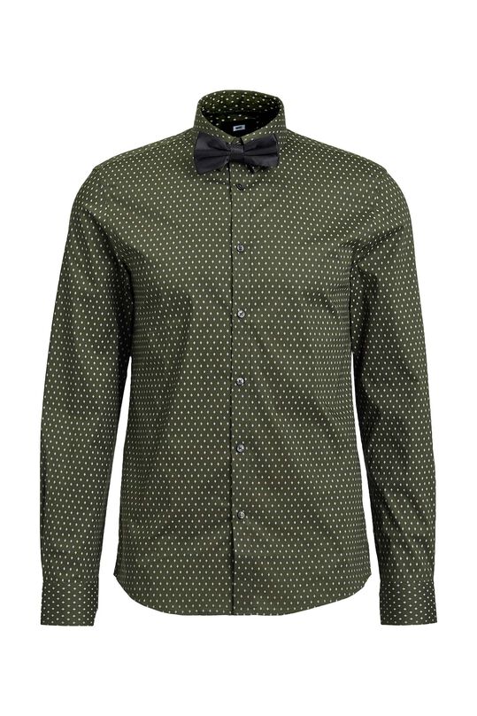 Herren-Slim-Fit-Hemd mit Muster, Dunkelgrün