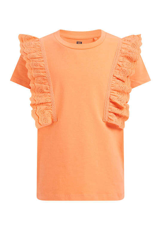 Mädchen-T-Shirt mit Lochstickerei, Orange