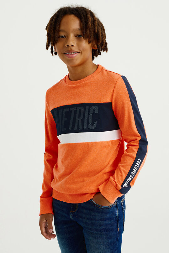 Jungen-Langarmshirt mit Colourblock-Design, Knallorange